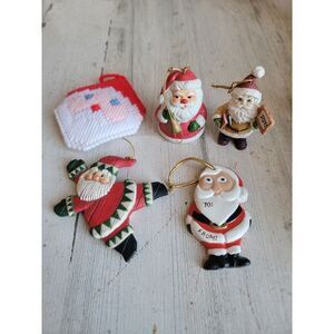 Santa Claus Bell knit face variety ornament set Xmas Joy